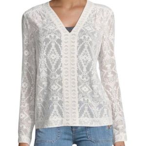 Rebecca Taylor Silk Geometric Embroidered Blouse 8